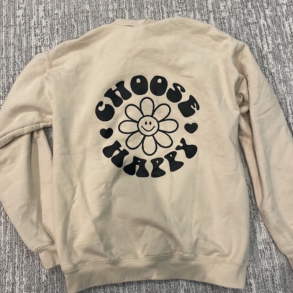 tan choose happy hoodie